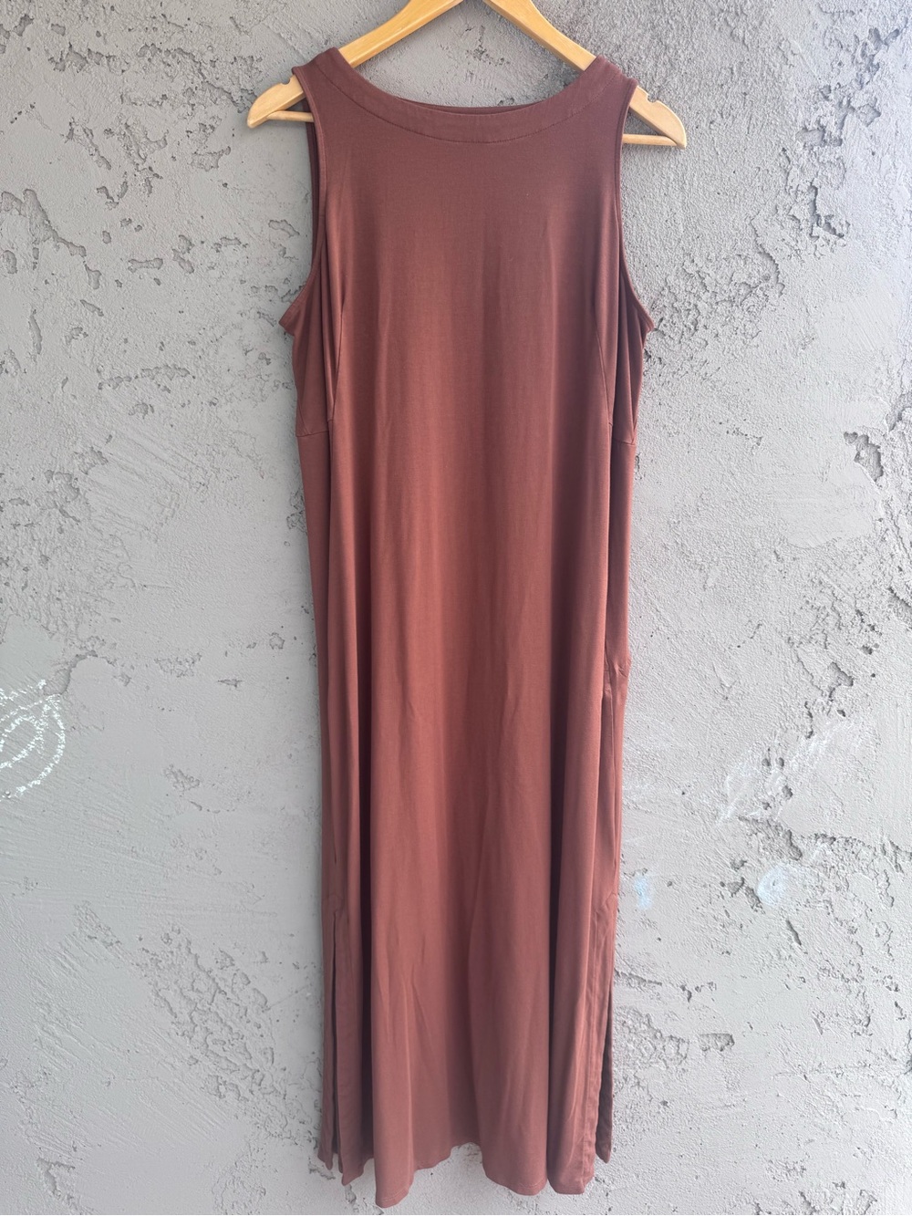 J. Jill Wearever Collection Sleeveless Maxi Jersey Dress in Rust Brown medium p
